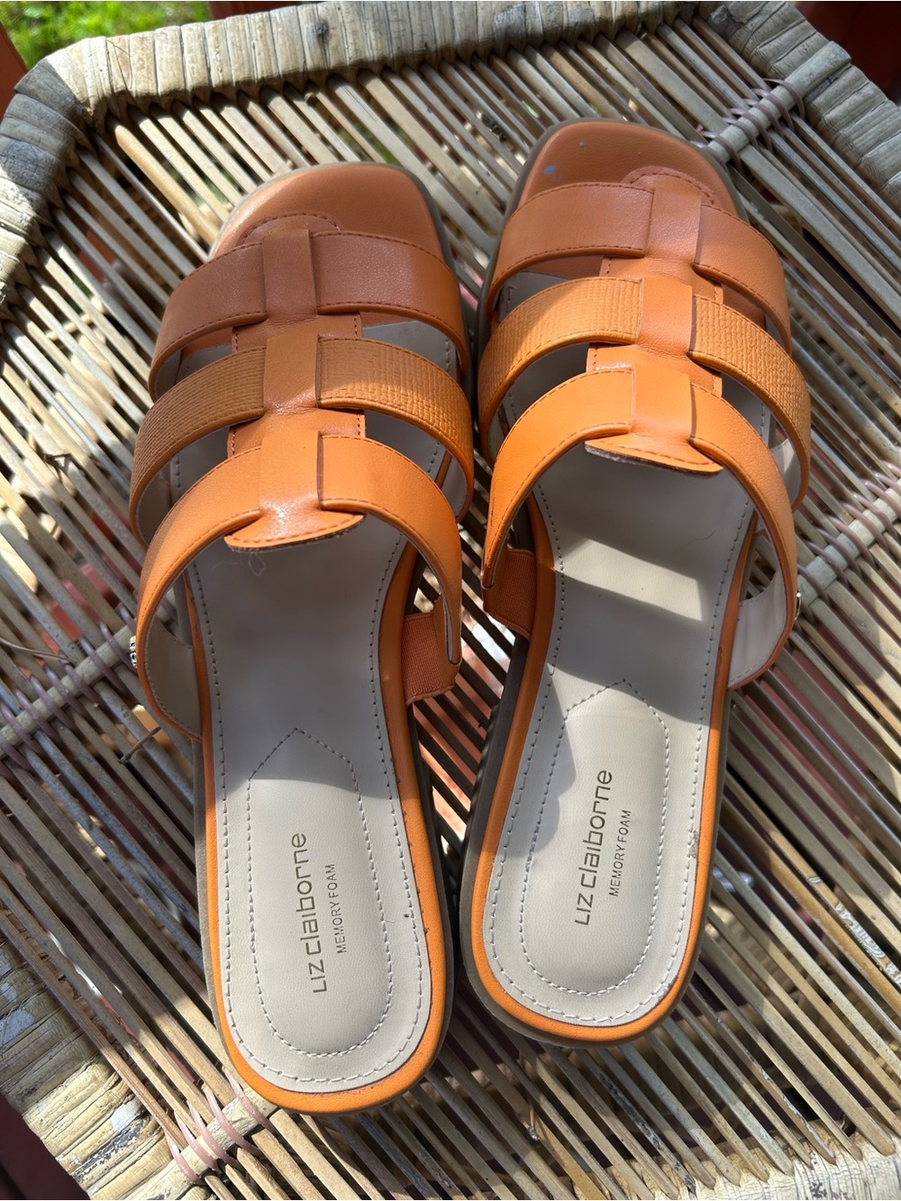 Liz Claiborne Orange Multi-Strap Slide Sandals